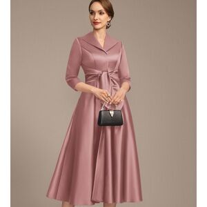JJs House Mauve Satin Midi Dress, Sz 16W